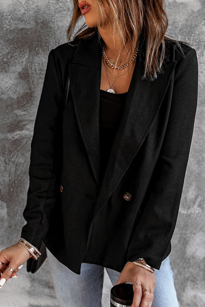 Apricot Buttoned Lapel Collar Blazer with Pocket