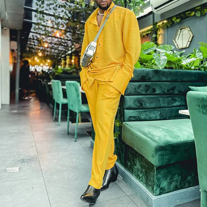 Heren verlengde blouse en broek 2-delige set