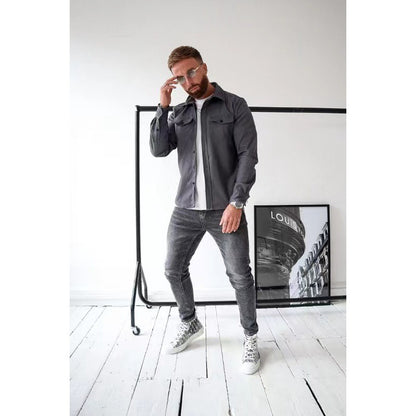 Men's Casual Long Sleeve Slim Fit Cotton Shirt