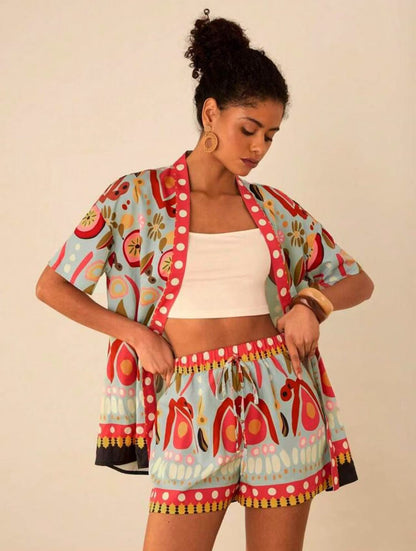 Damesmode Casual Bedrukt Cardigan Pak