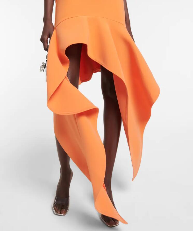 Amerikaans Dames gebreide jurk met onregelmatige zoom en uitlopende schouders