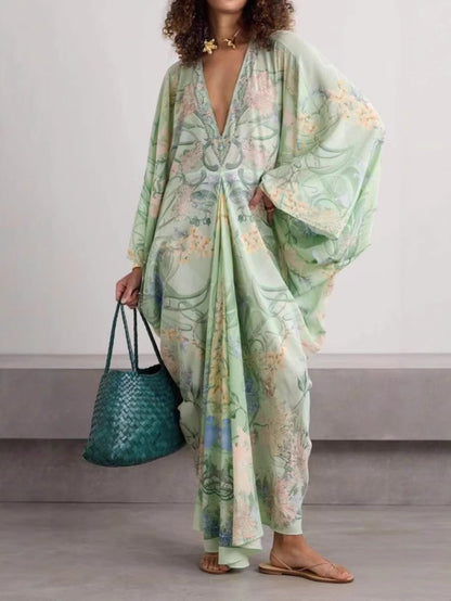 Flowy Printed V-Neck Dress