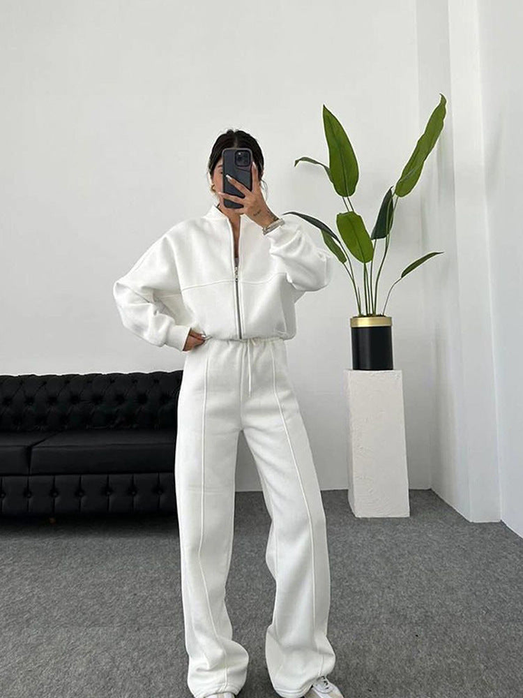 Women's casual long-sleeved coat and long pants set