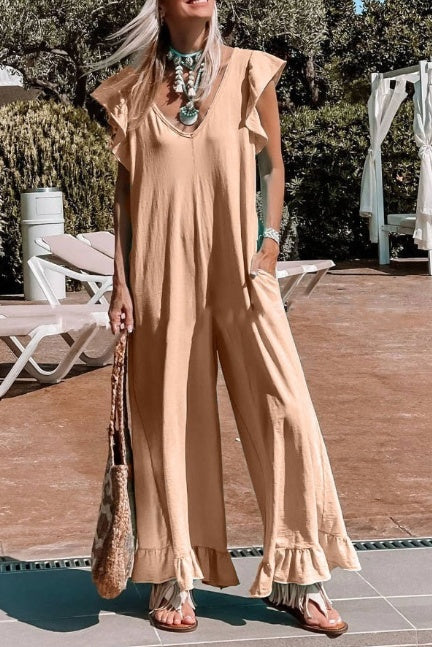 Losse Casual Jumpsuit Met Ruches
