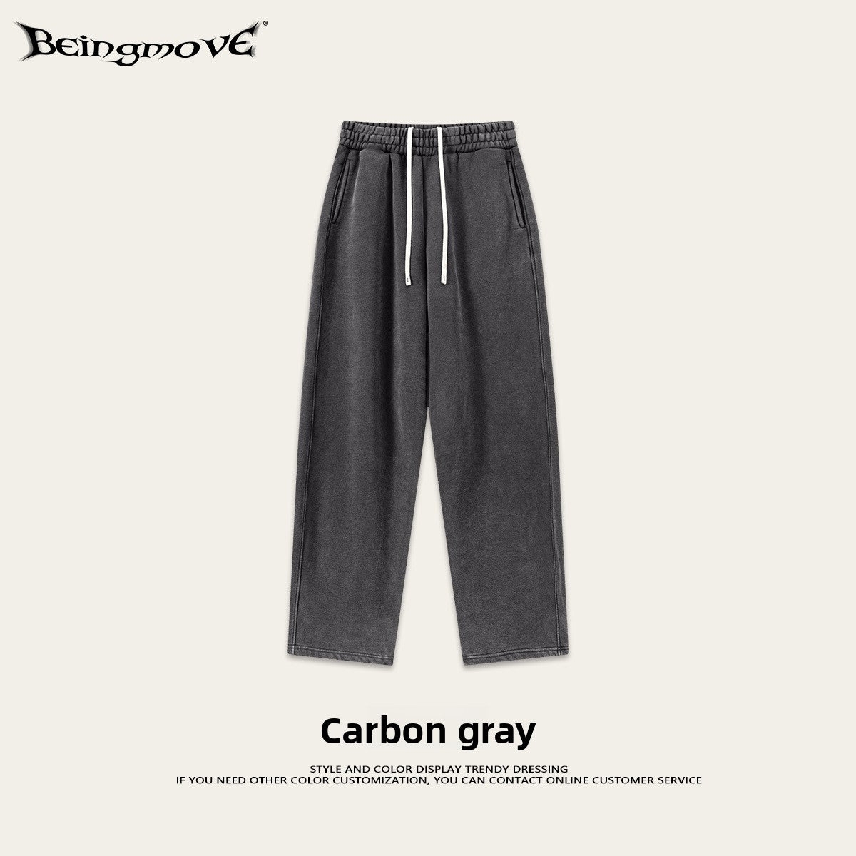 Retro Washed 400g Fleece Lined Curved Cut Straight Leg Sweatpants for Men