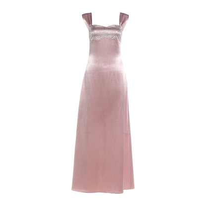 Elegant Rhinestone Backless Long Dress