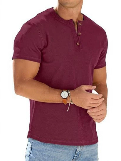Heren Henley-hals T-shirt met korte mouwen