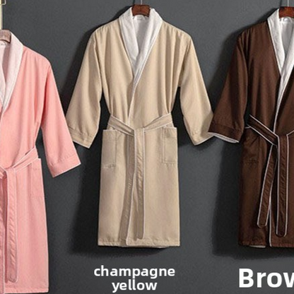 Unisex Long Hotel Bathrobe Double-Layer Gabardine