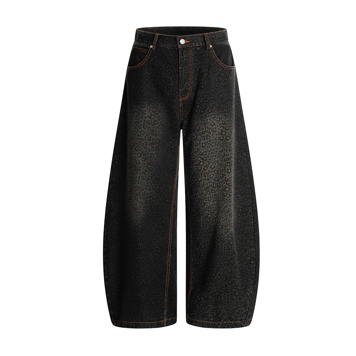 Trendy Leopard Print Wide-Leg Jeans for Men