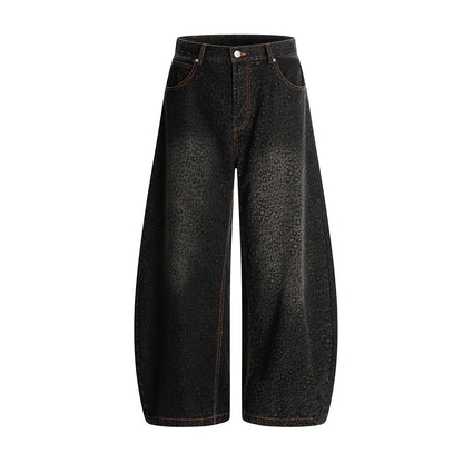 Trendy Leopard Print Wide-Leg Jeans for Men