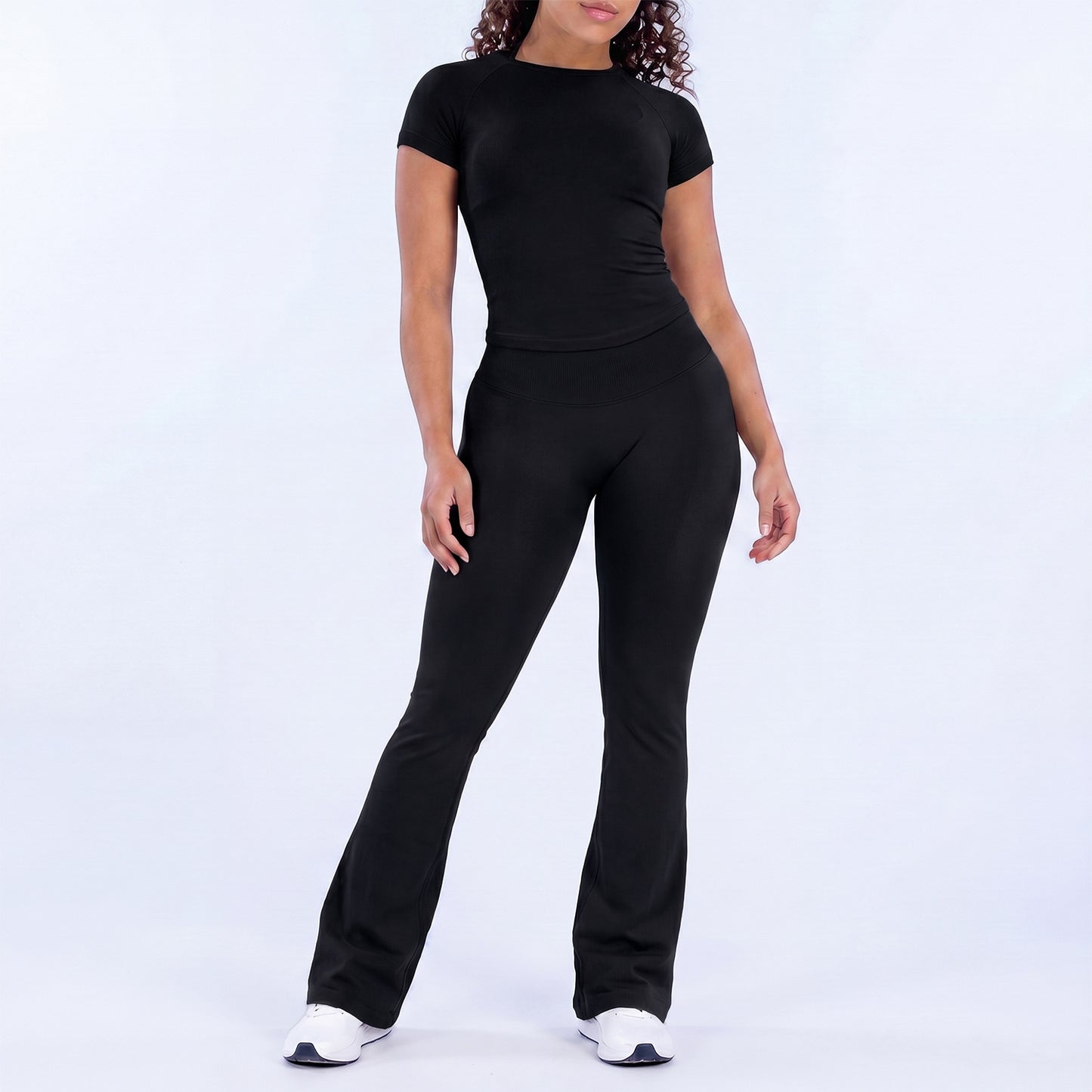 Seamless Yoga Vest and Flared Pants