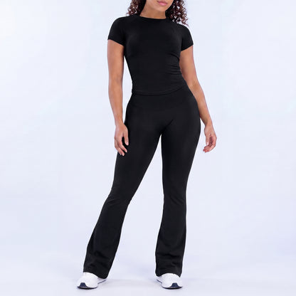 Seamless Yoga Vest and Flared Pants