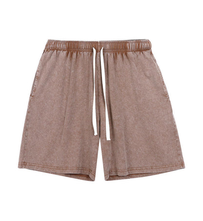 Mens Washed Cotton Wide Leg Shorts
