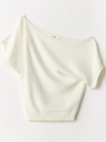 Retro Off-Shoulder Striped Knit Top