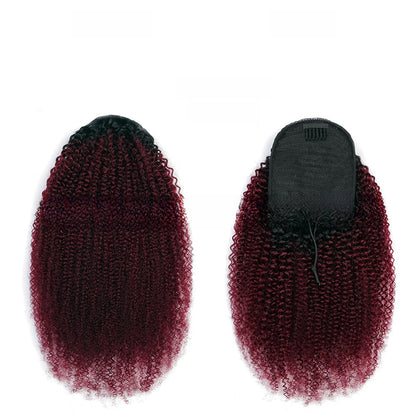 Real hair drawstring ponytail