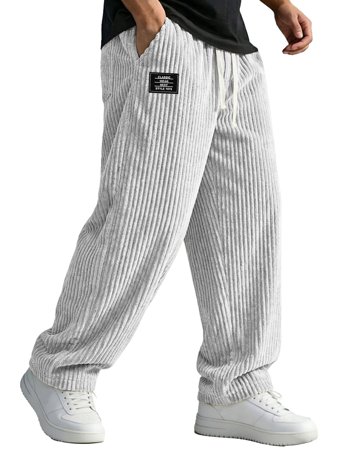 Mens Embroidered Straight Leg Casual Pants