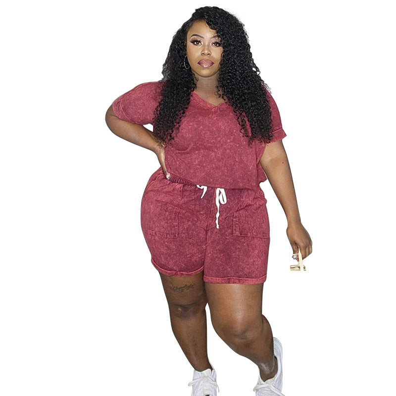 Short Sleeve Shorts Tether Casual Pants suit