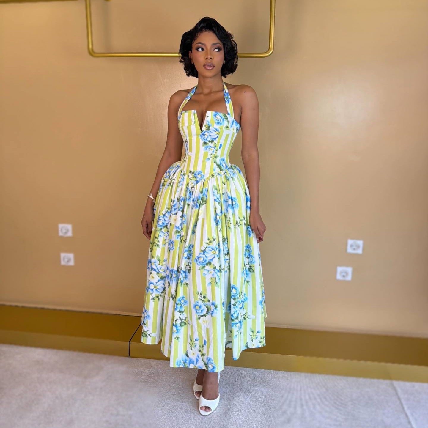 Floral Print Halter Neck Dress