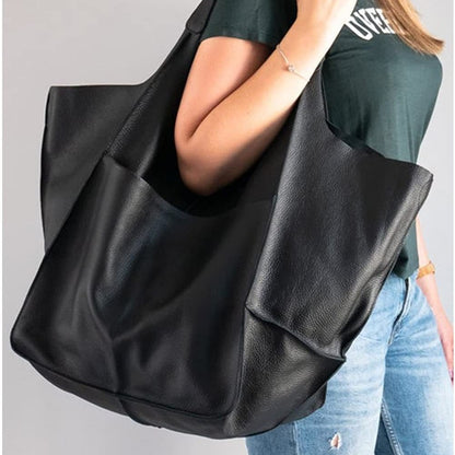 Simple Soft Leather Large Capacity Shoulder Hand Tote Bag