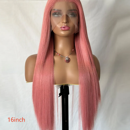 Front lace pink long straight hair