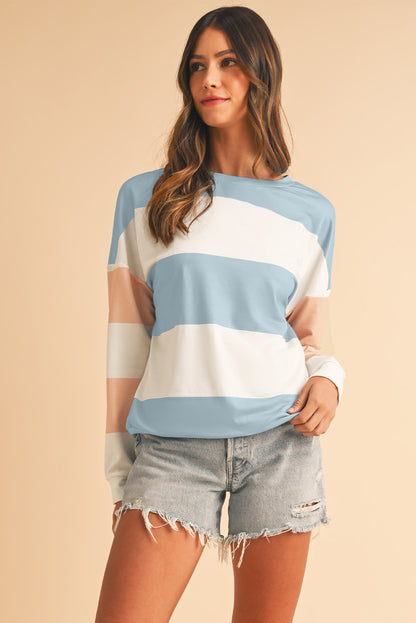 Sweatshirt met kleurblokken verlaagde schouders en lange mouwen