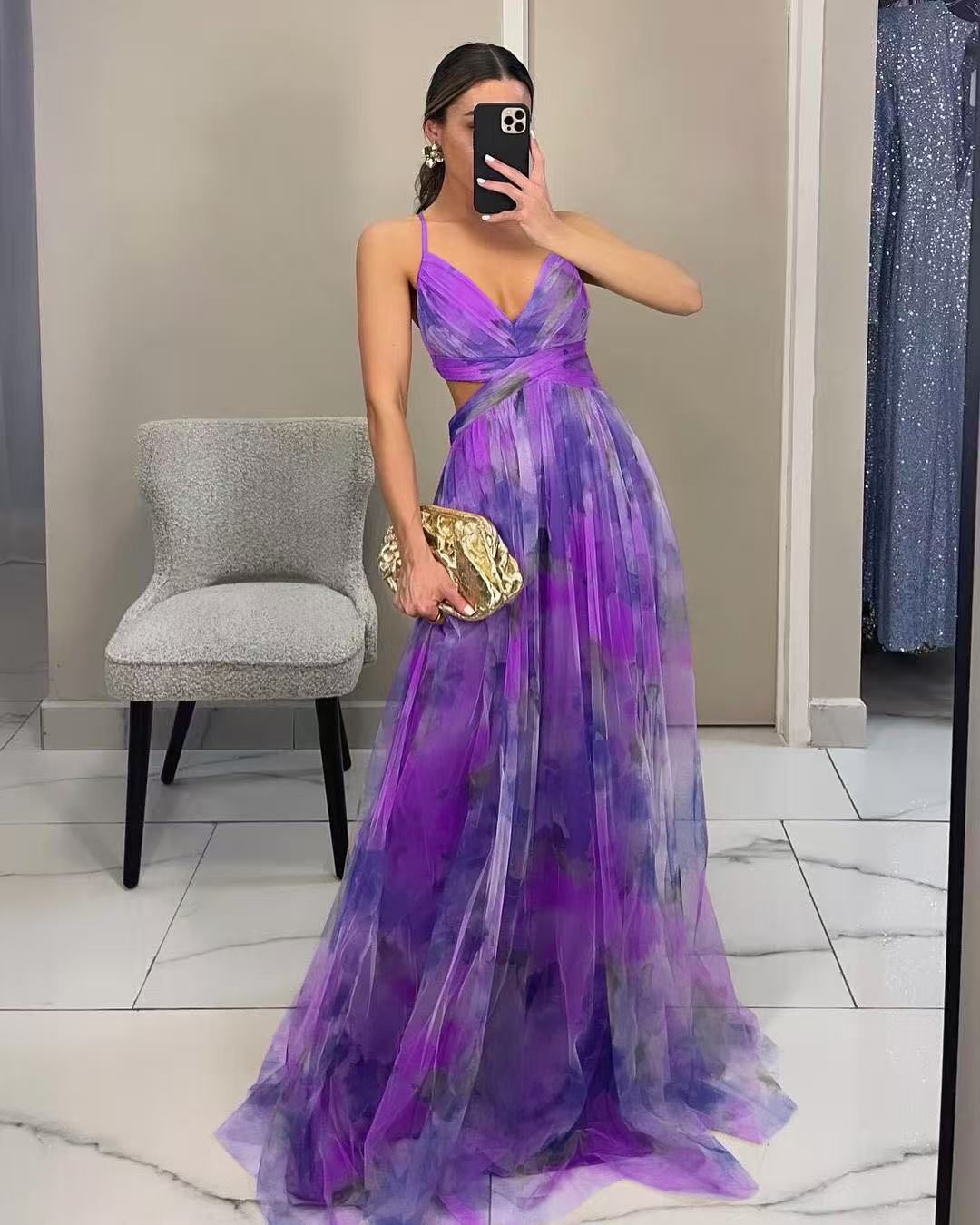Floral Print Strappy Maxi Dress
