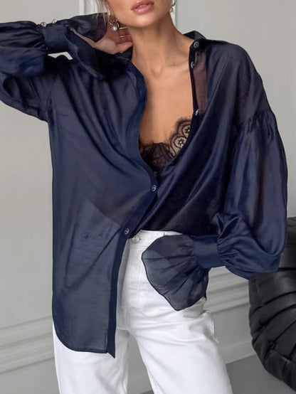 Womens See Through Long Sleeve Shirt