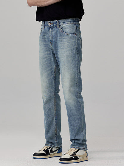 Straight Fit Washed Denim Jeans for Men