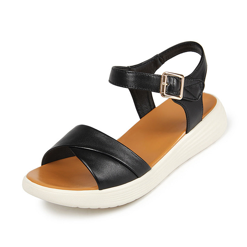 Women's Genuine Leather Buckle Strap Sandals