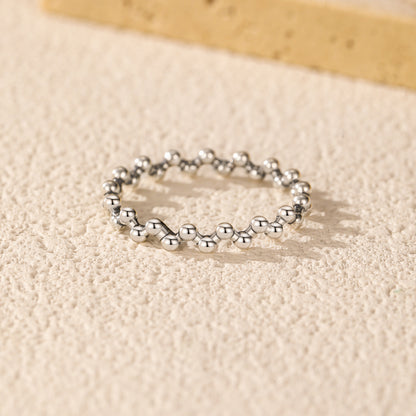 S925 Sterling Silver Beaded Ring
