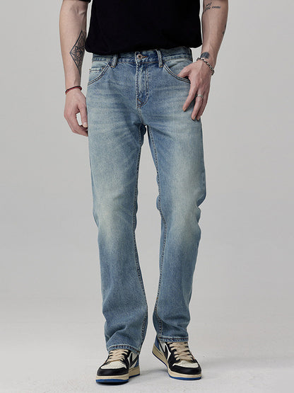 Straight Fit Washed Denim Jeans for Men