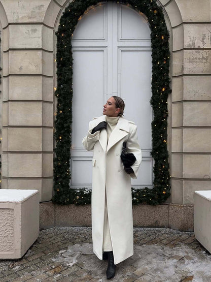 Women Casual Stand Collar Single Breasted Tie Long Coat