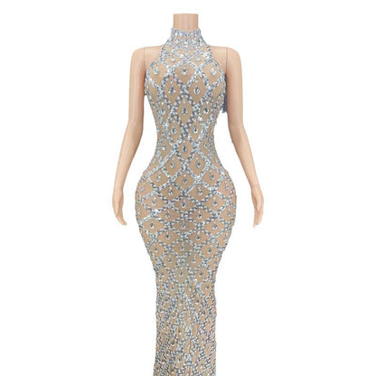 Rhinestone Silver Dress Plus Size