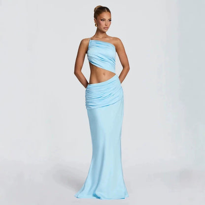 Slim-Fit Hollow-Out Waist Long Dress