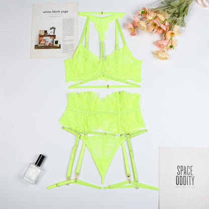 Transparent Lace Lingerie Set with Underwire