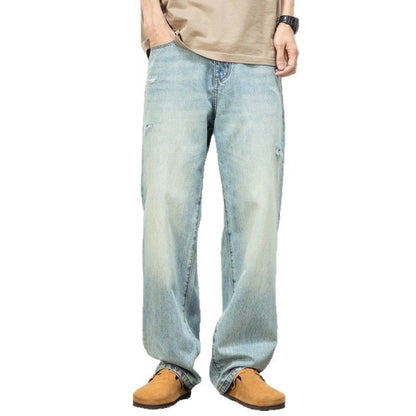 Mens Ripped Straight Leg Denim Pants