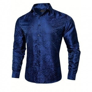 Bedrukt slim-fit  herenoverhemd met lange mouwen elegante model