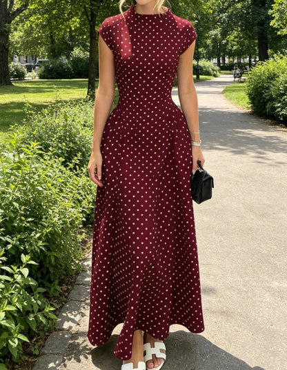 Polka Dot High Waist A-Line Dress
