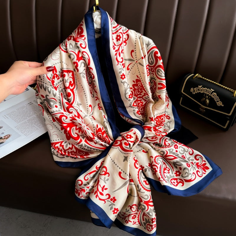 Women's Lijin Satin Scarf Floral Print Shawl