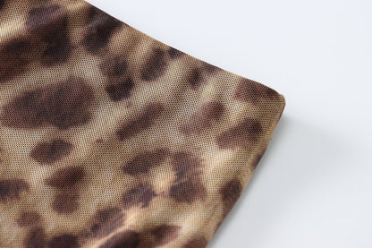 Dames dierenprint zijden net topje of midi-rok