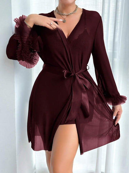 Sheer Lace Lingerie Nightdress Set