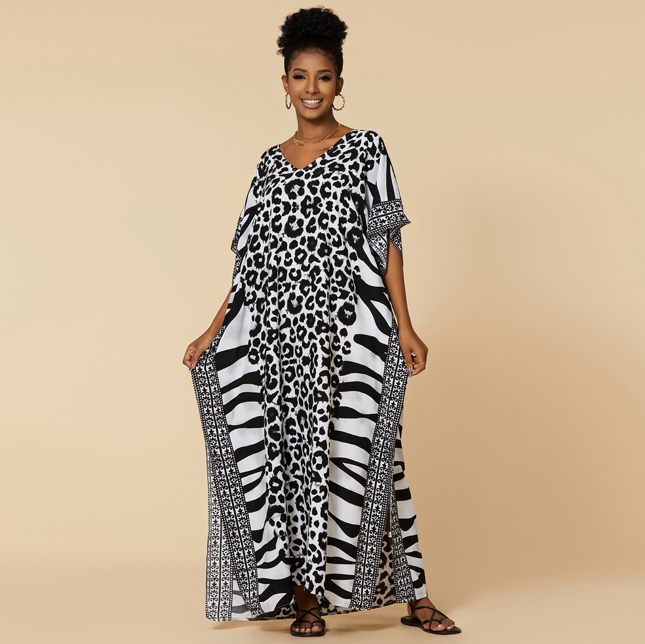 Loose-Fitting Rayon Beach Cover-Up Dress