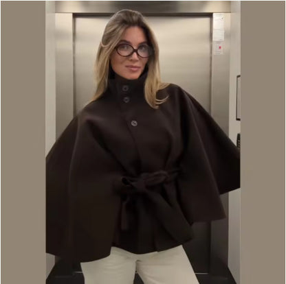 Elegant Womens Wool Blend Belted Coat