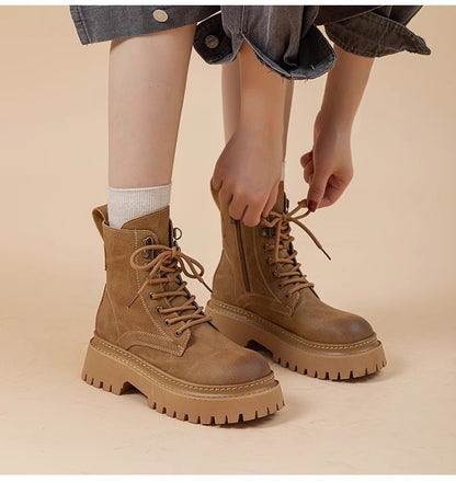 Retro British Style Thick-Sole Mid-Calf Women's Martin Boots