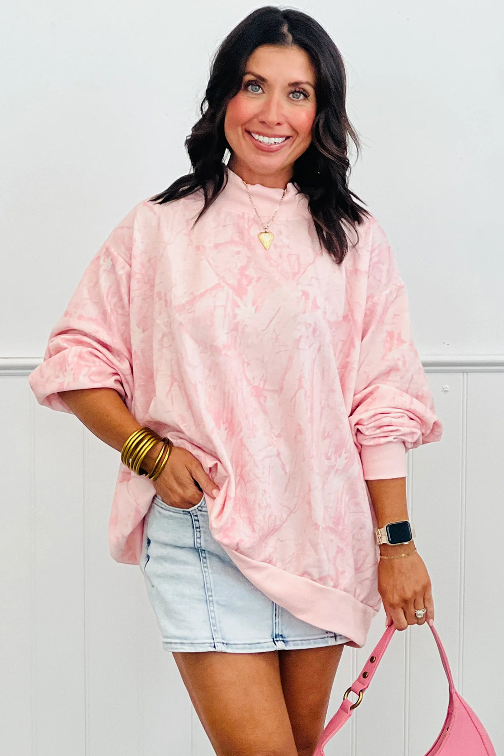 Oversized sweatshirt met camouflageprint en hoge hals
