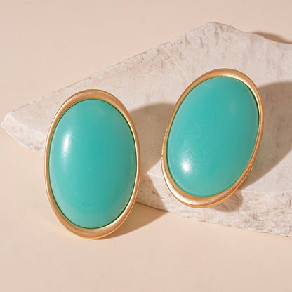 Retro Geometric Resin Oval Earrings