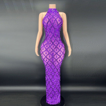 Rhinestone Silver Dress Plus Size