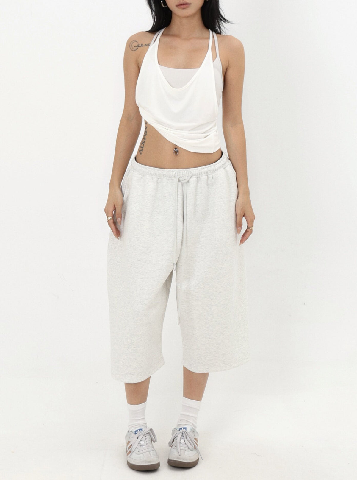 Womens Drawstring Cropped Sweatpants