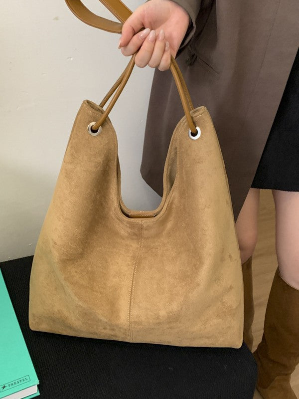 Retro Frosted Suede Womens Shoulder Tote Bag