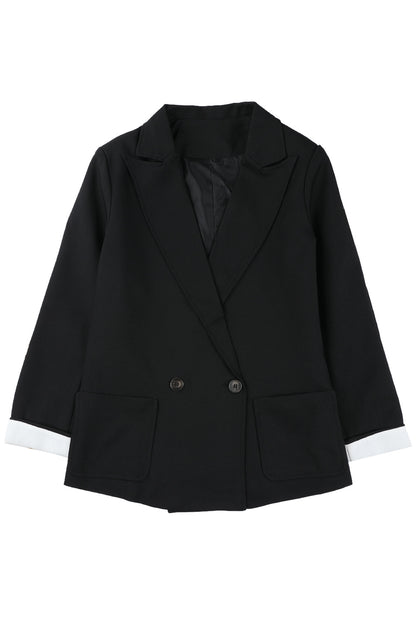Apricot Buttoned Lapel Collar Blazer with Pocket